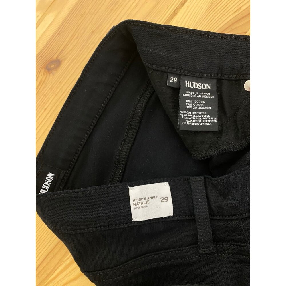 Hudson Natalie Super Skinny Mid Rise Raw Hem Jeans Black Stretchy 29 NWOT - Picture 8 of 12